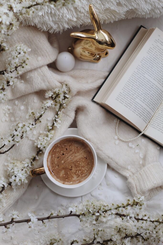 spring, coffee, beautiful flowers, flower background, flowers, flower wallpaper, flat lay, book, nature, breakfast